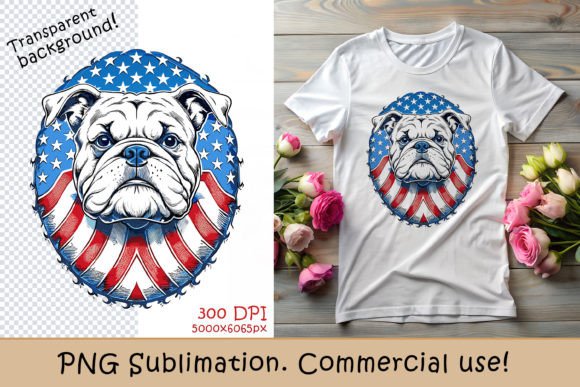 Download Patriotic Buldog. PNG Sublimation. - Dog Collection