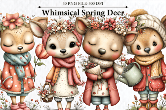Download Whimsical Spring Deer Clipart - Deer clipart Collection