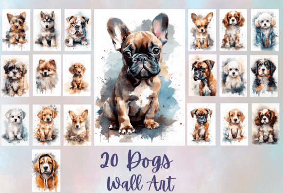 Download 20 Watercolor Dogs Wall Art Jpg - Dog Collection
