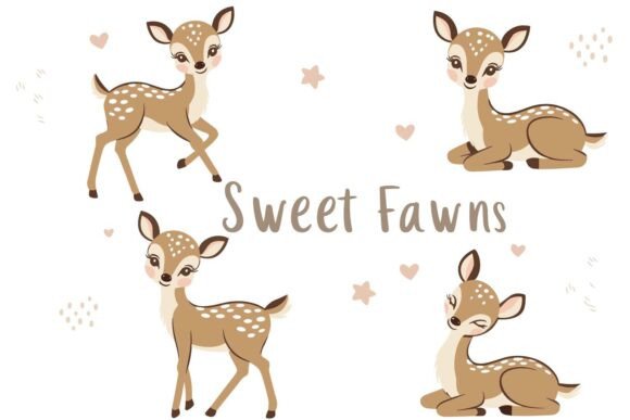 Download Sweet Baby Deer Clipart Set - Deer clipart Collection