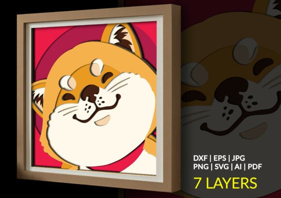 Download Happy Smiling Shiba Inu Dog Shadow Box - Dog Collection