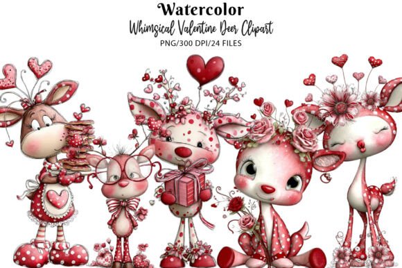 Download Whimsical Valentine Deer Clipart - Deer clipart Collection
