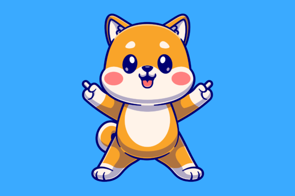 Download Cute Shiba Inu Dog Celebrating Cartoon - Dog Collection
