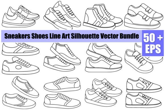 Download Sneakers Shoes Line Art Silhouette - Shoes line art Collection