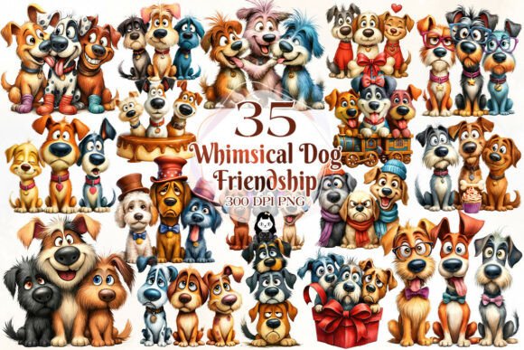 Download Quirky Dogs Friendship Clipart Bundle - Dog Collection