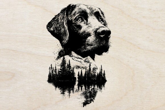 Download Dog Head with Forest Landscape - Dog Collection