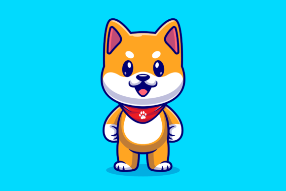 Download Cute Shiba Inu Dog Standing Cartoon - Dog Collection